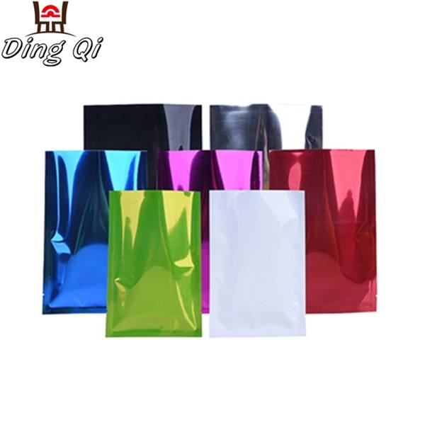 Stock colorful aluminum foil three side seal bag with tear notch